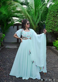 Heavy Blooming Embroidery Work Gown