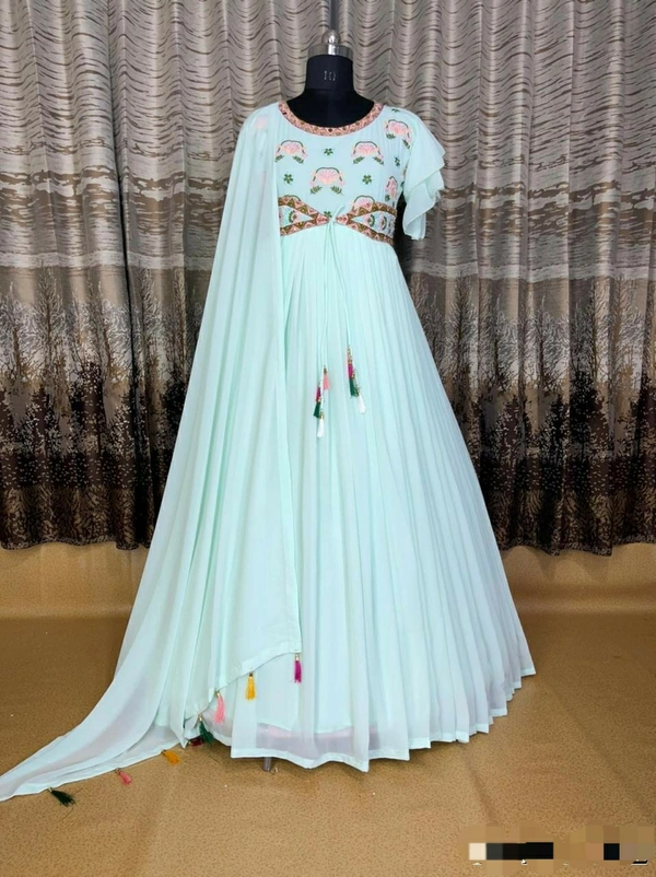 Heavy Blooming Embroidery Work Gown