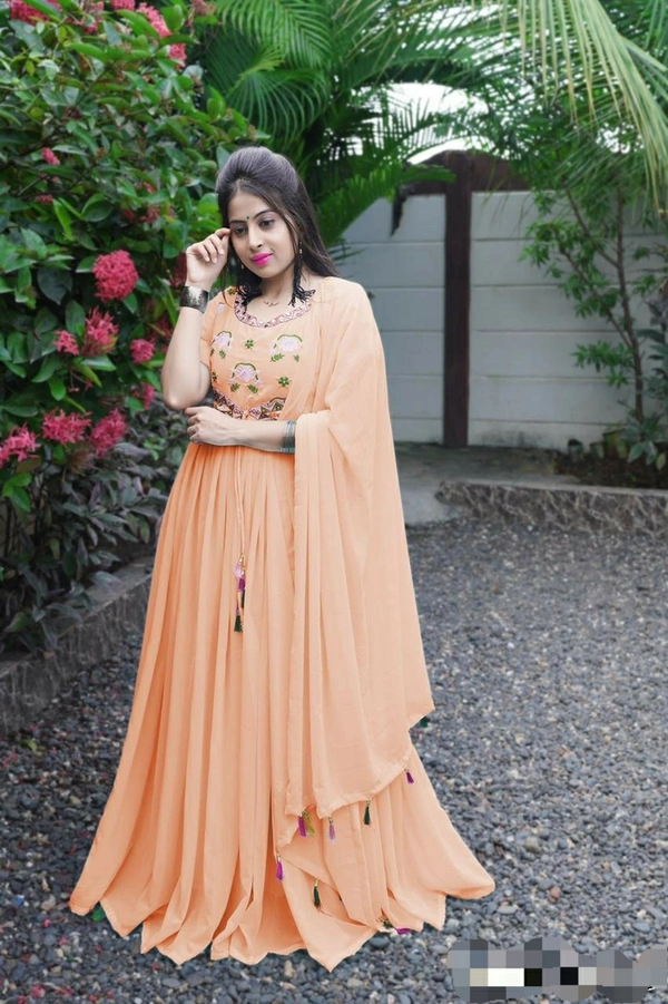 Heavy Blooming Embroidery Work Gown