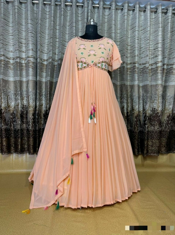 Heavy Blooming Embroidery Work Gown