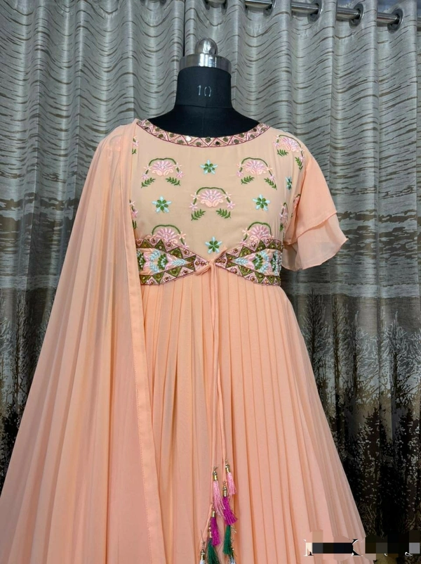 Heavy Blooming Embroidery Work Gown