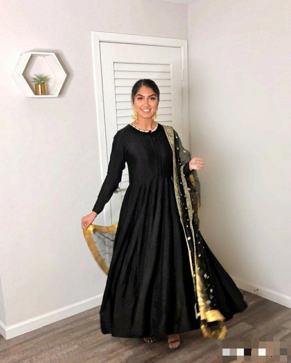 Georgette Anakarali Gown With Dupatta