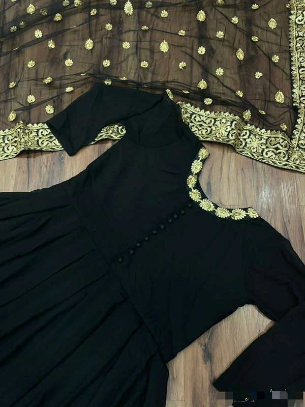 Georgette Anakarali Gown With Dupatta