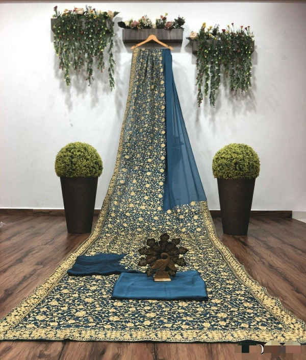 Rangoli Silk Embroidery Work Saree