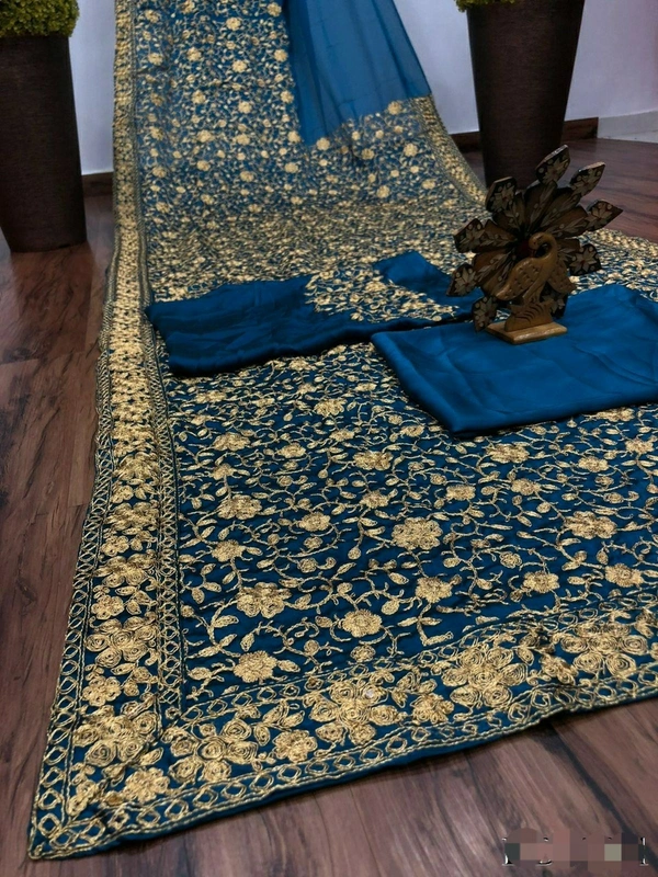 Rangoli Silk Embroidery Work Saree