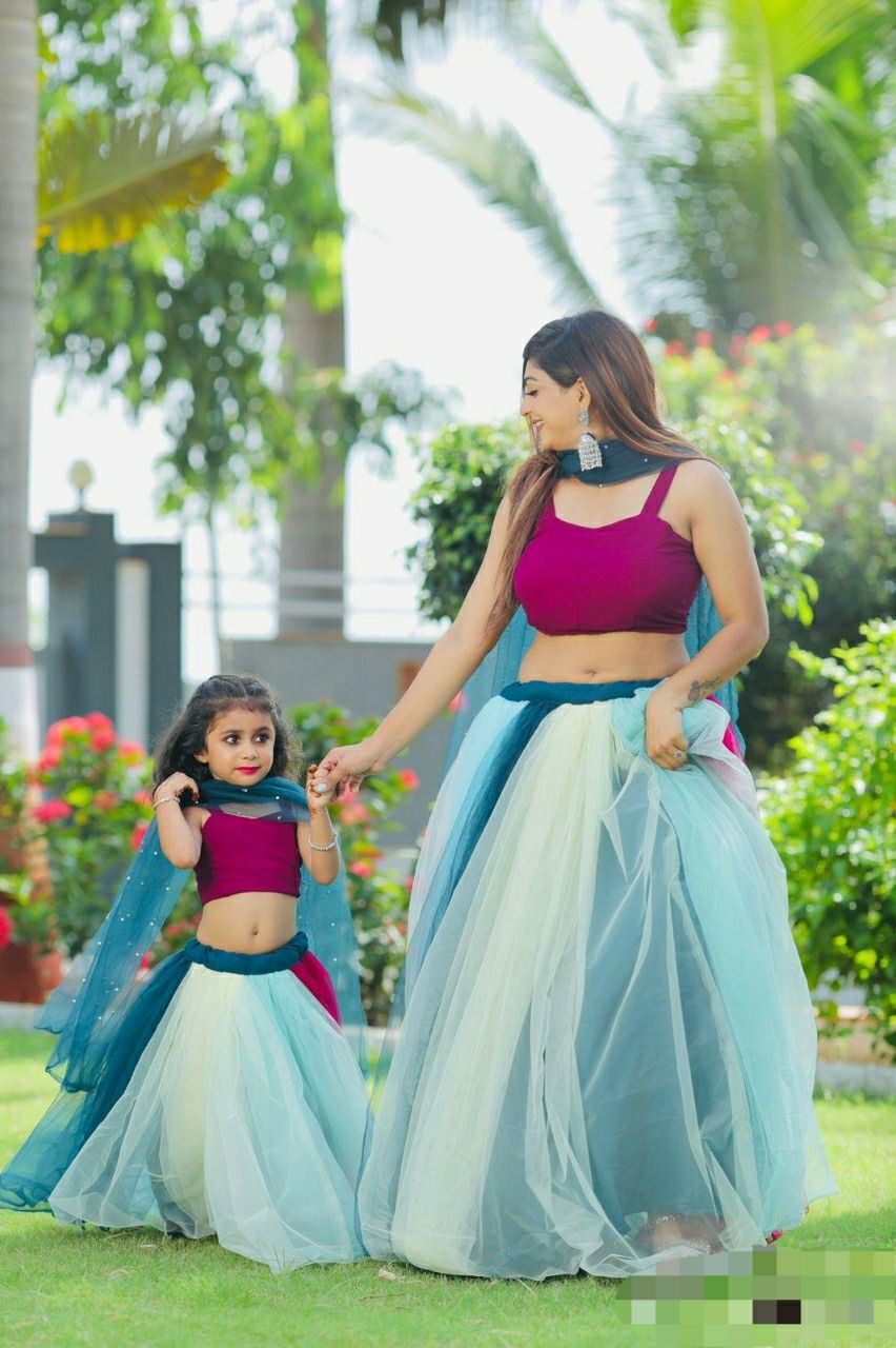Mother-daughter Pink Color Lehenga Choli With Jacket – Amrutamfab