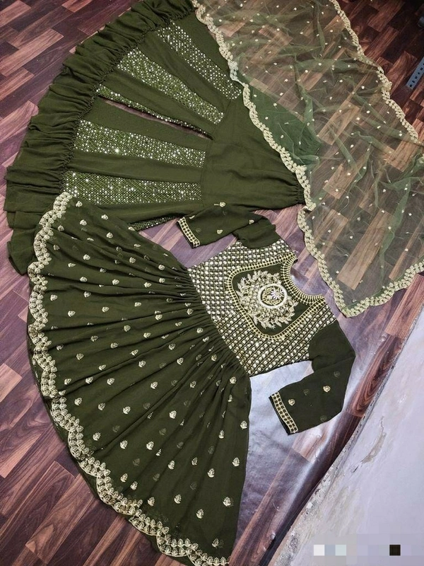 Georgette Top With Plazzo-Dupatta