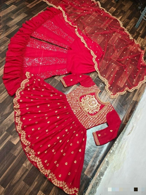 Georgette Top With Plazzo-Dupatta