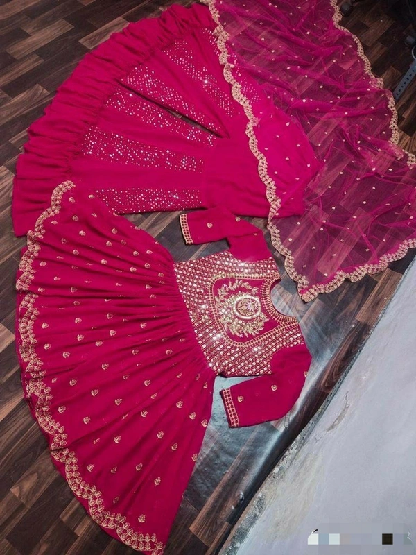 Georgette Top With Plazzo-Dupatta