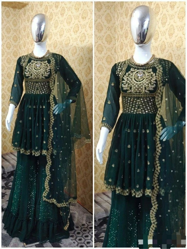 Georgette Top With Plazzo-Dupatta