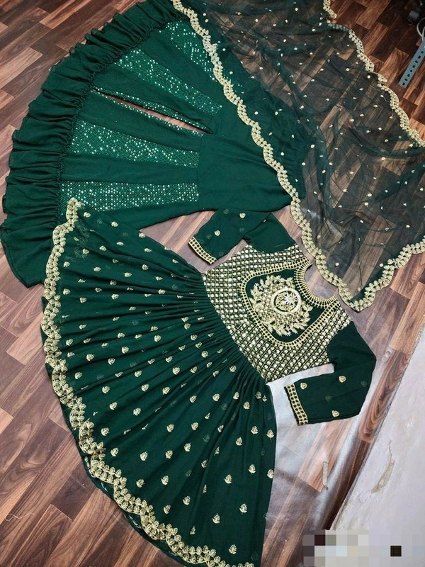Georgette Top With Plazzo-Dupatta