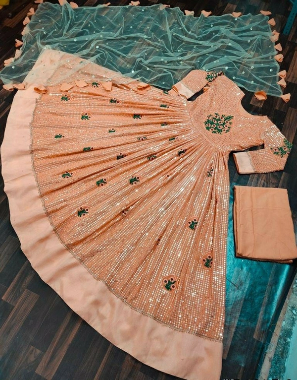 Sequence Embroidery Work Gown