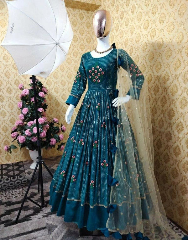 Sequence Embroidery Work Gown