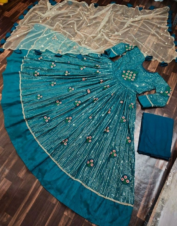 Sequence Embroidery Work Gown