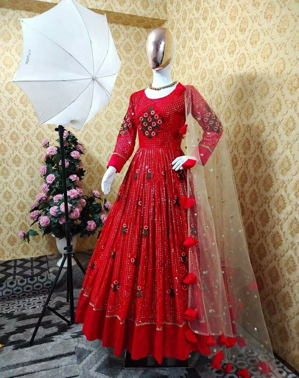 Sequence Embroidery Work Gown