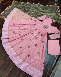 Sequence Embroidery Work Gown