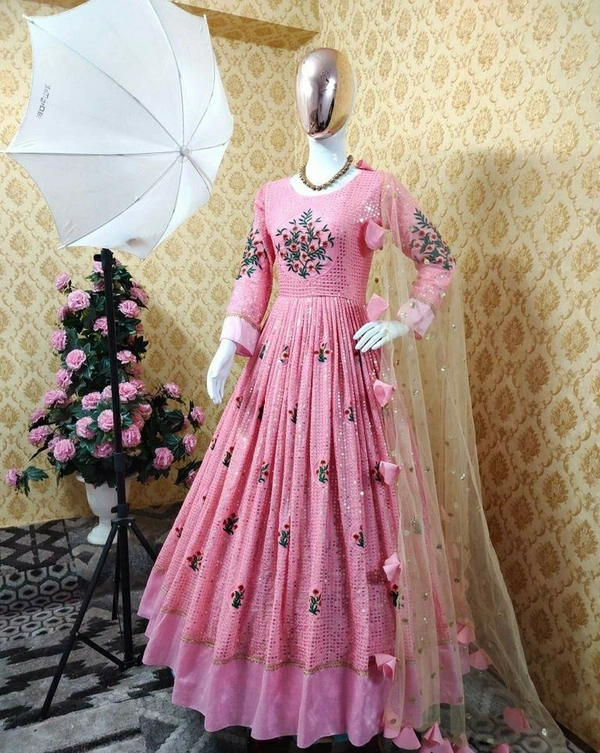 Sequence Embroidery Work Gown