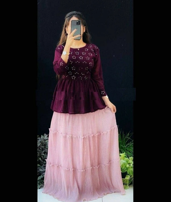 Georgette Lehenga With Top