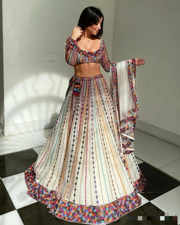 Net Embroidery Lehenga