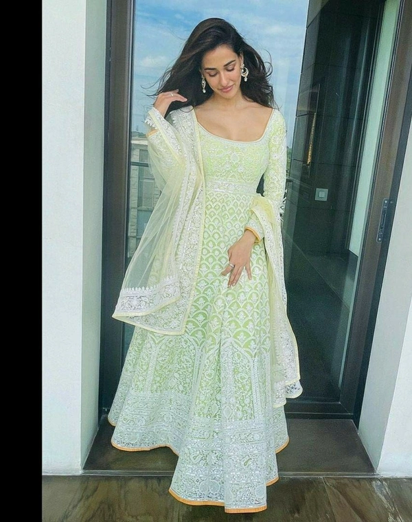 Faux Georgette Embroidery Work Gown