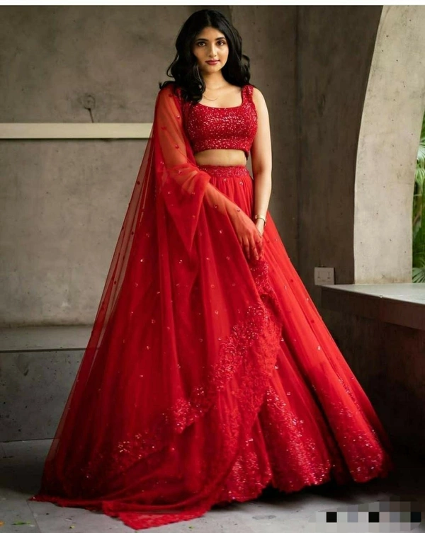 Red Colour Gerogette Lehenga Choli