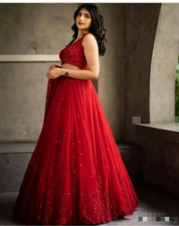 Red Colour Gerogette Lehenga Choli