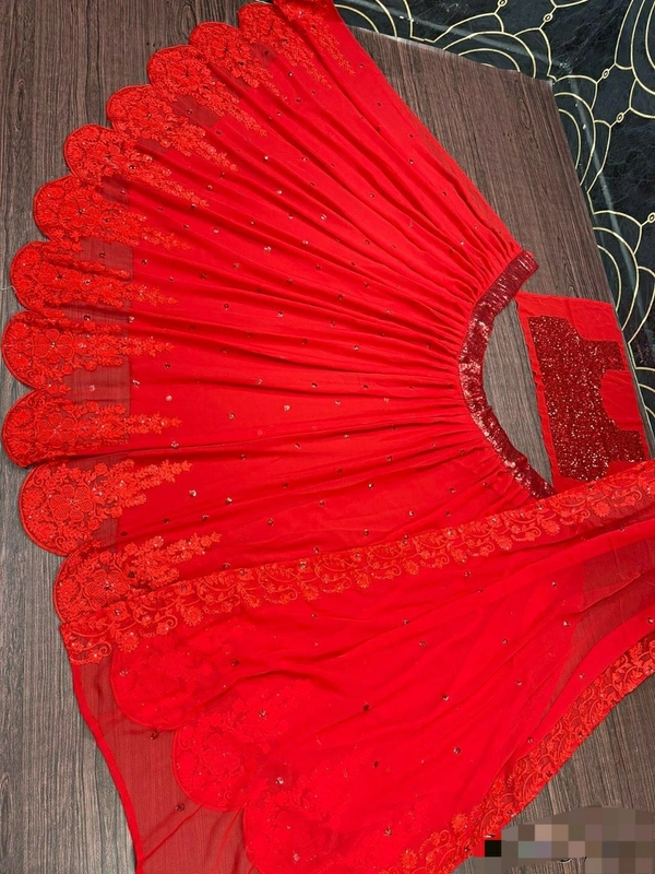 Red Colour Gerogette Lehenga Choli