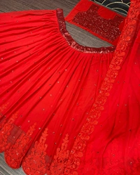 Red Colour Gerogette Lehenga Choli