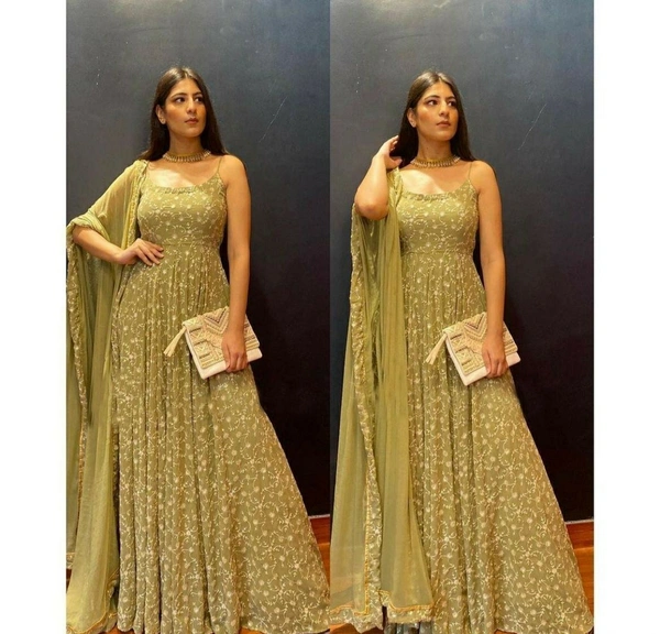 Georgette Embroidery Work Gown