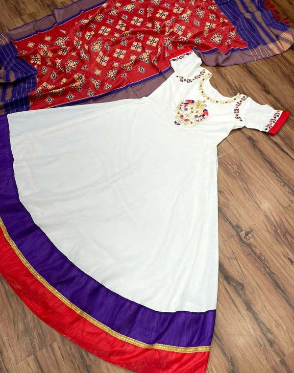 Slub Cotton Gown With Dupatta
