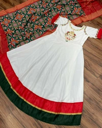 Slub Cotton Gown With Dupatta