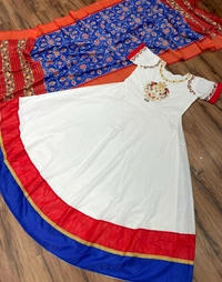 Slub Cotton Gown With Dupatta
