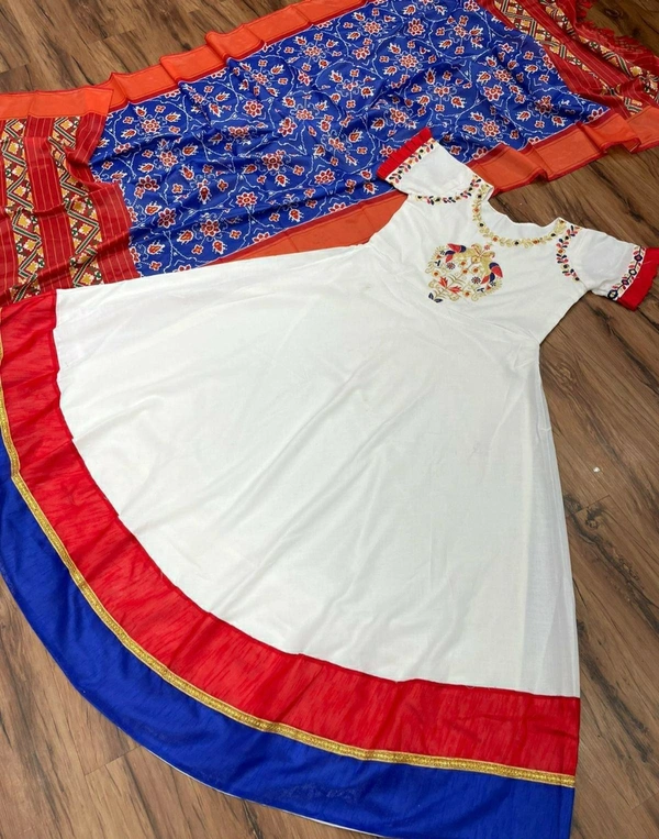 Slub Cotton Gown With Dupatta