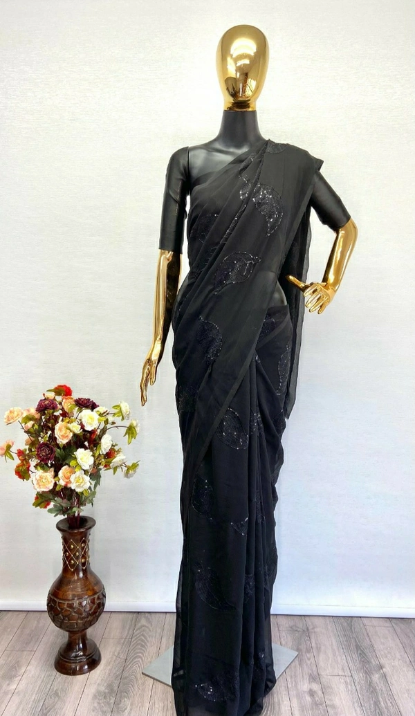 Georgette Sequence Work Saree