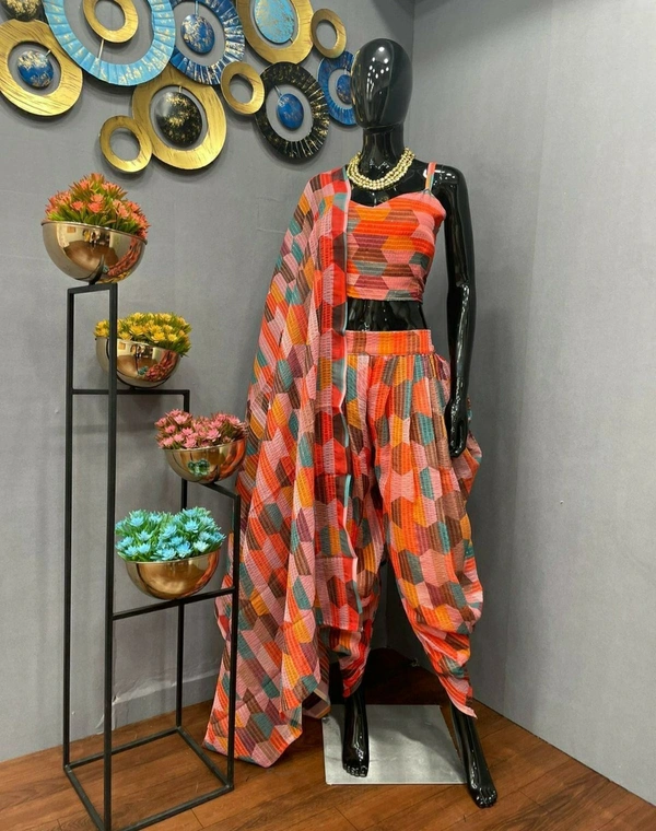 Blouse With Dhoti And Dupatta