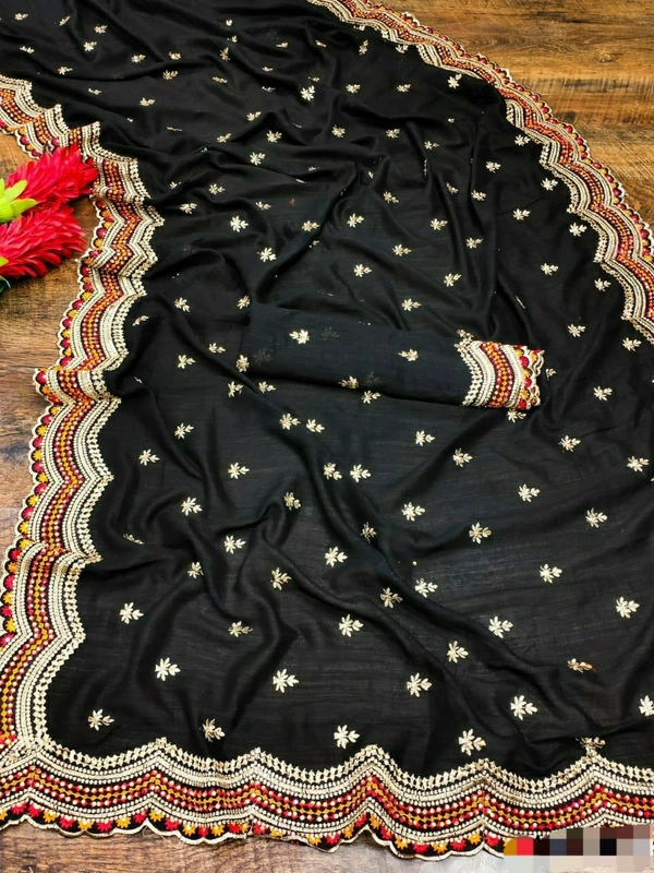 Blooming Silk Saree - Black