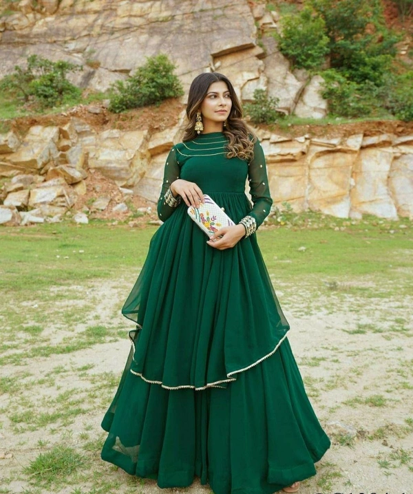 Georgette Gown With Dupatta
