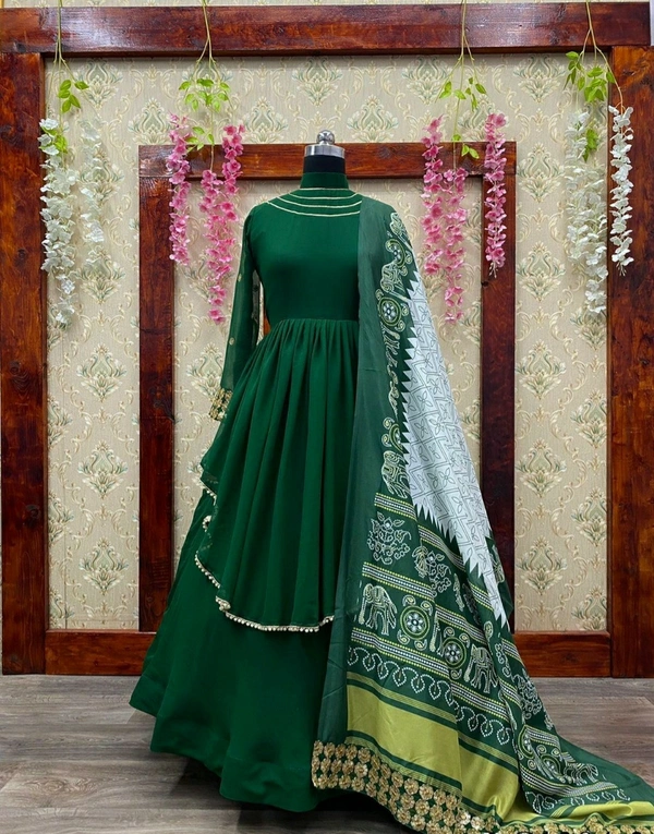 Georgette Gown With Dupatta