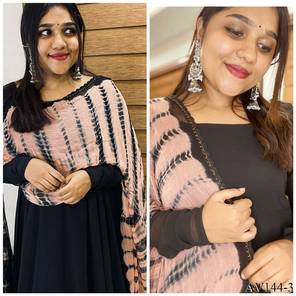 Georgette Black Anarkali Gown
