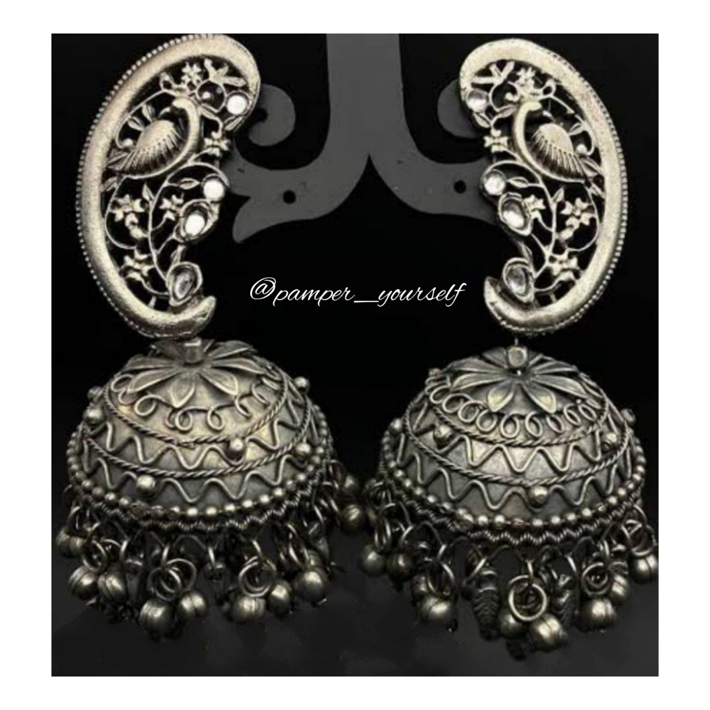 Afghani banjara earrings big antique jhumka jhumki black - Vastrabhushan -  3788813