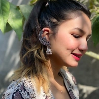 Pamper Yourself  Afgani German Silver Oxidized Jhumki Earrings