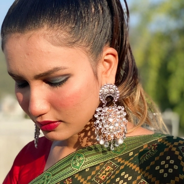 Pamper Yourself  Afgani German Silver Oxidized Jhumki Earrings