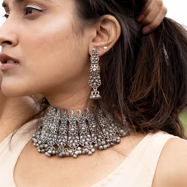 Pamper Yourself  Royal Afghani Style German Silver Oxidized Choker