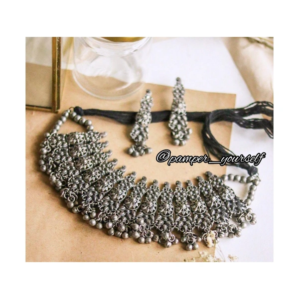 Pamper Yourself  Royal Afghani Style German Silver Oxidized Choker