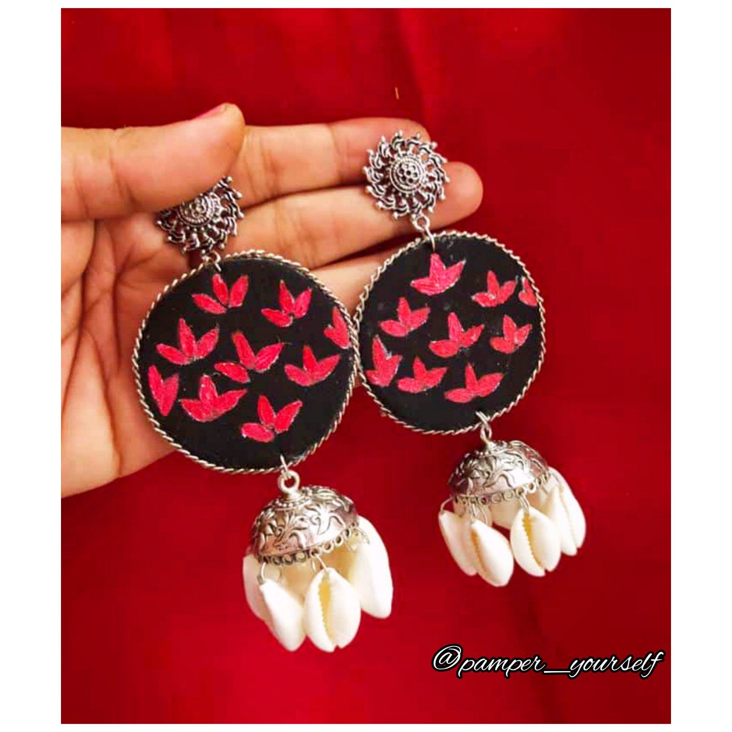 Unique Handmade Designer Colored Printed Fabric Designer Partywear Earring  for Women and Girls. | K M HandiCrafts India