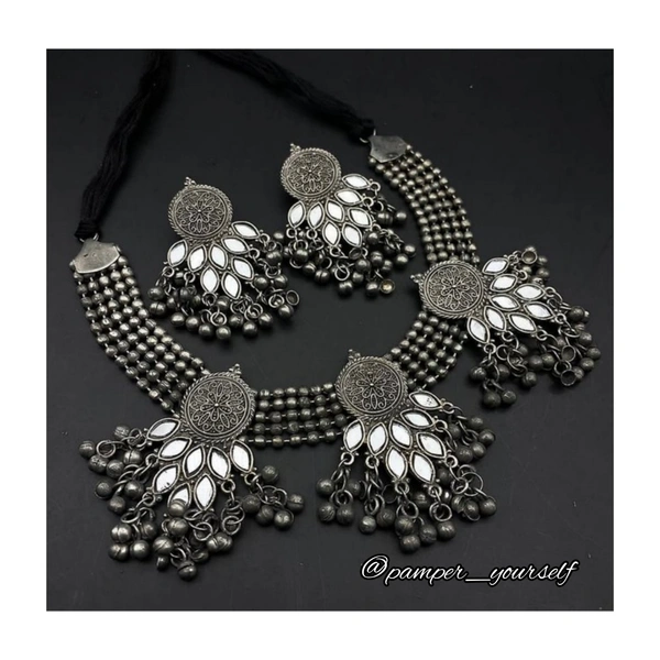 Pamper Yourself  Premium Quality Oxidize Mirror Jewellery Set 
