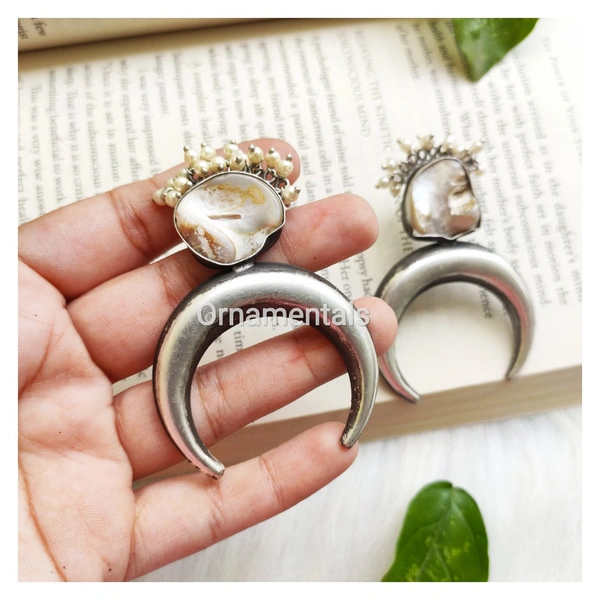 Mother Of Pearl Oxidised Earrings