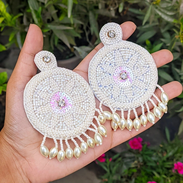 White Handmade Earrings 