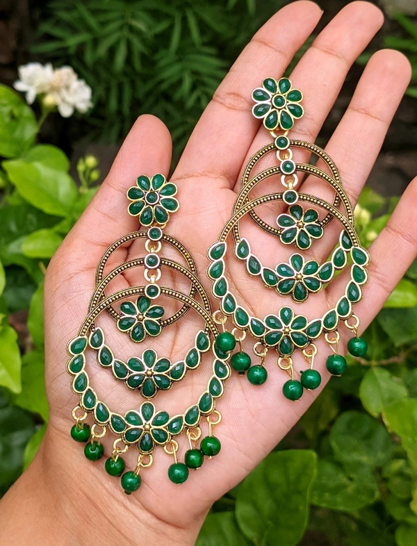 Flower Earrings - green