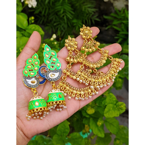 Meenakari And Kundan Earrings Combo